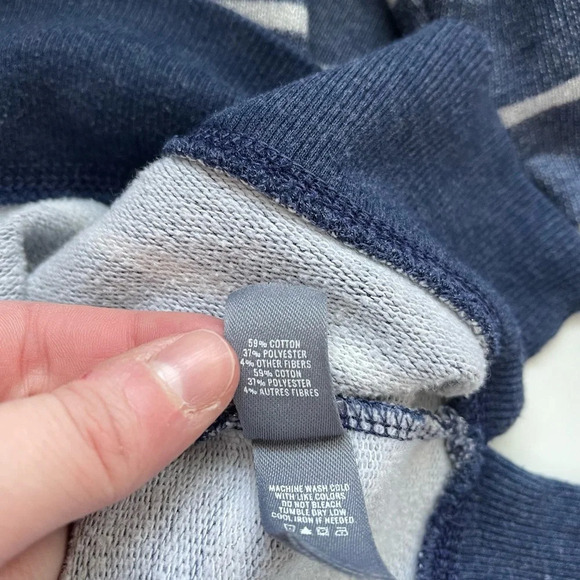 aerie Striped Sweatshirt Navy Blue & Silver Metallic Wide Neck Small Women’s - Picture 9 of 10